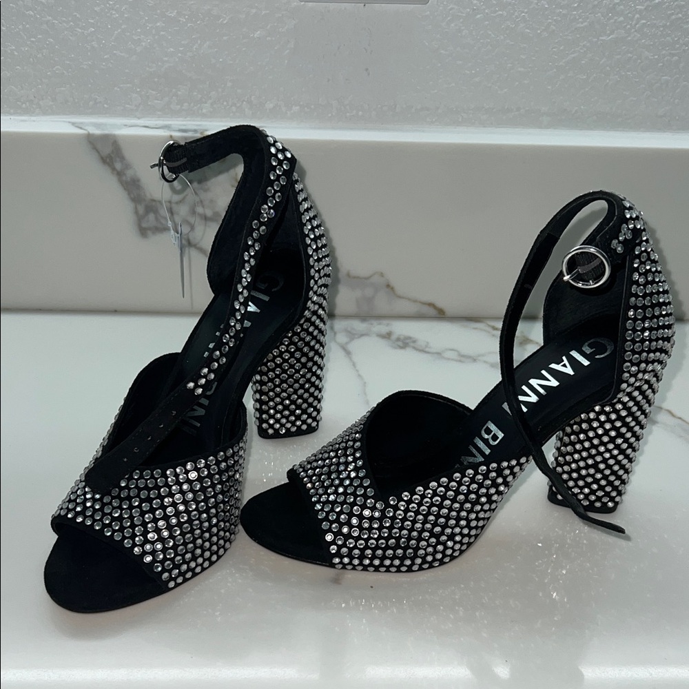 Gianni Bini Black and Silver Studded Heels